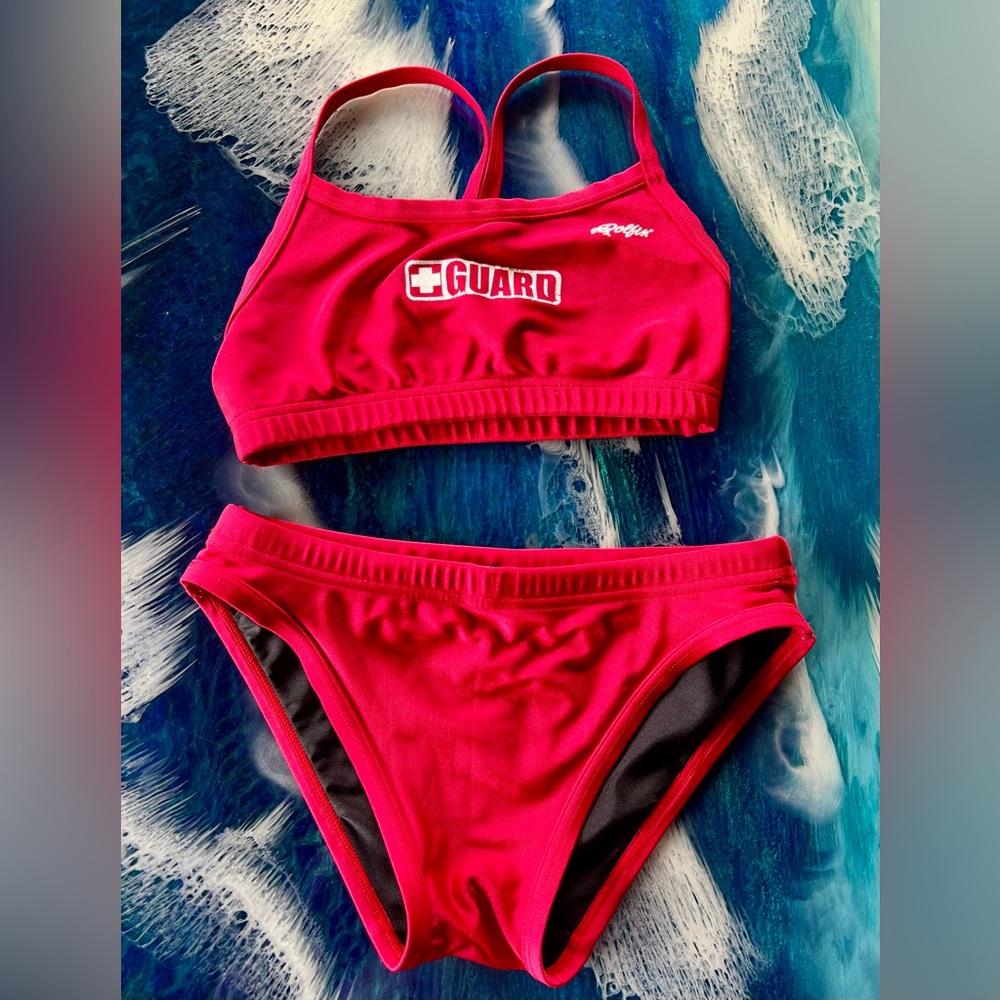 Dolfin Racer Back Lifeguard Bikini Top and bottom with GUARD+ Red Size S-M
